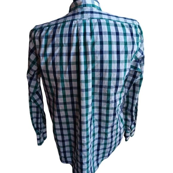 Vintage Gant Mens Green & Blue Plaid Button-Down Oxford Shirt Size 16-35 Medium - Picture 4 of 8